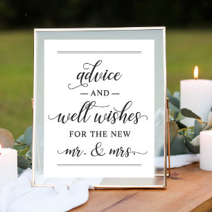 Elegant Black Calligraphy Advice and Well Wishes Poster