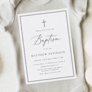 Elegant Black Calligraphy Baptism Invitation