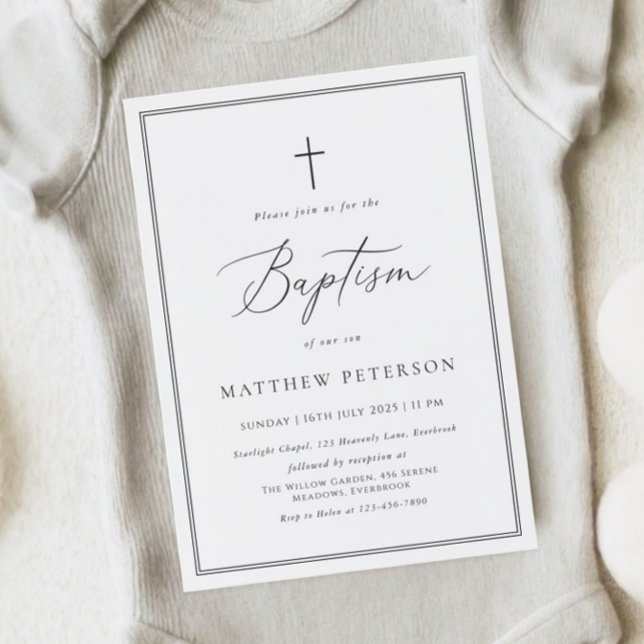Elegant Black Calligraphy Baptism Invitation (Creator Uploaded)