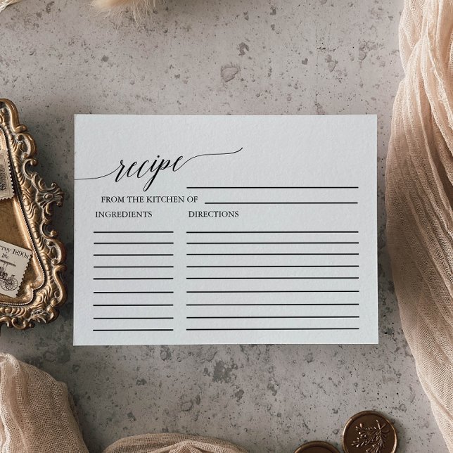 Elegant Black Calligraphy Bridal Recipe Cards (Creator Uploaded)