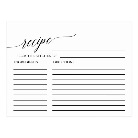 Elegant Black Calligraphy Bridal Recipe Cards | Zazzle.com
