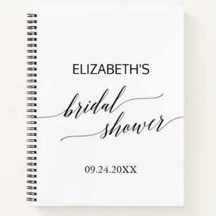 Elegant Black Calligraphy Bridal Shower Gift List Notebook