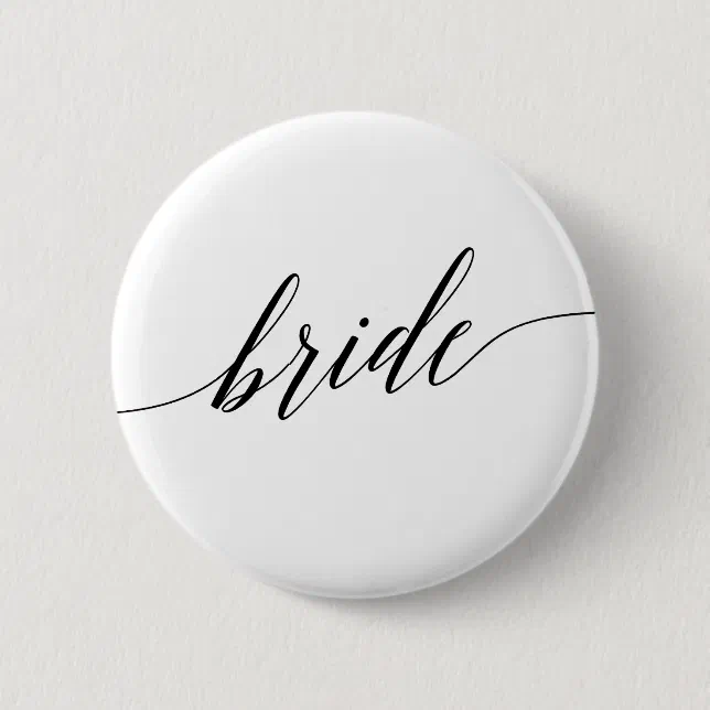 Elegant Black Calligraphy Bride Bridal Shower Button | Zazzle