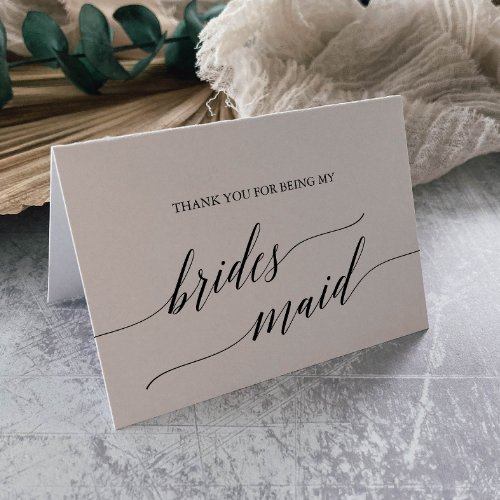 Elegant Black Calligraphy Bridesmaid Thank You Card