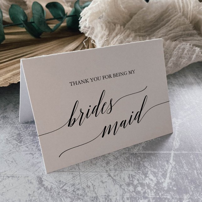 Elegant Black Calligraphy Bridesmaid Thank You Card (Creator Uploaded)