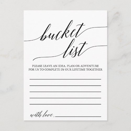 Elegant Black Calligraphy Bucket List Cards