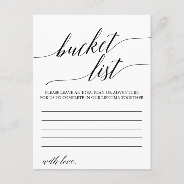 Elegant Black Calligraphy Bucket List Cards (Front)