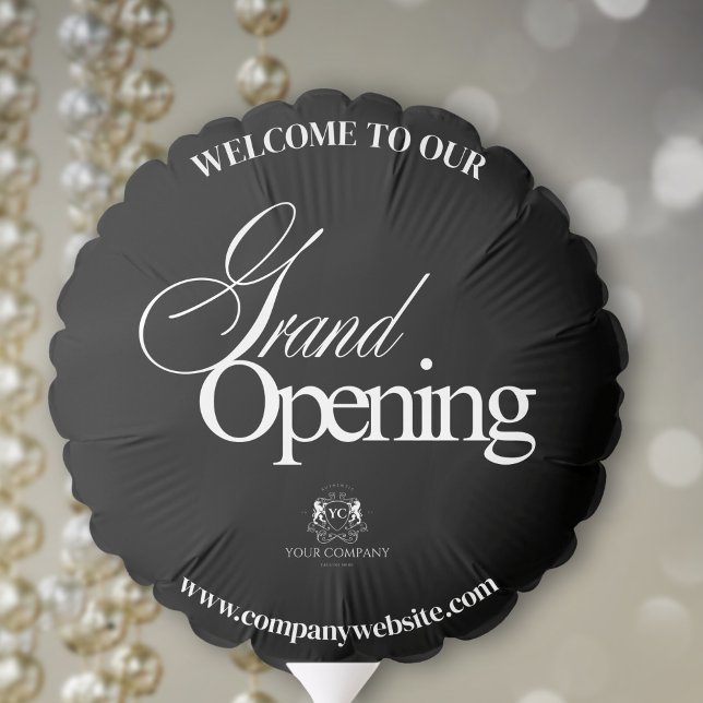 Elegant Black Calligraphy Business Grand Opening  Balloon (Creator Uploaded)