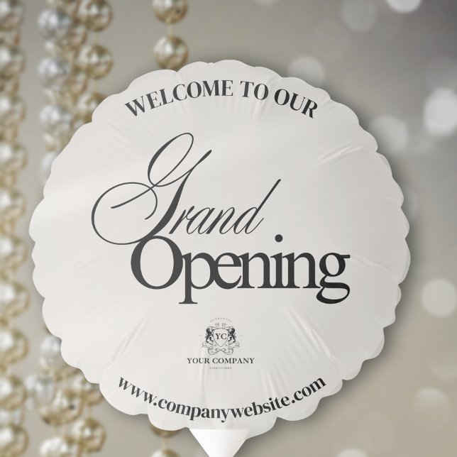 Elegant Black Calligraphy Business Grand Opening  Balloon (Creator Uploaded)