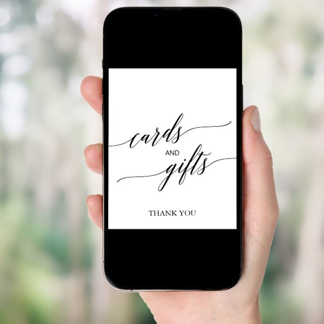 Elegant Black Calligraphy Cards and Gifts Sign (Front Digital)