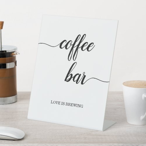 Elegant Black Calligraphy Coffee Bar Pedestal Sign