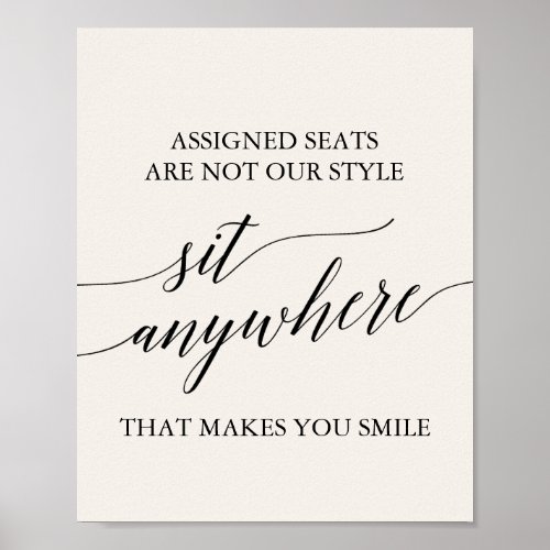 Elegant Black Calligraphy Cream Sit Anywhere Sign