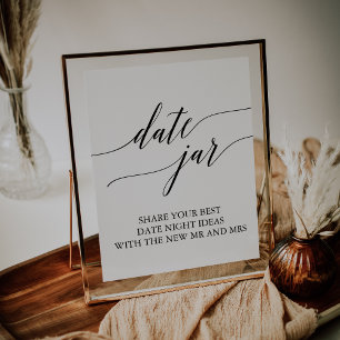 Elegant Black Calligraphy Date Jar Sign