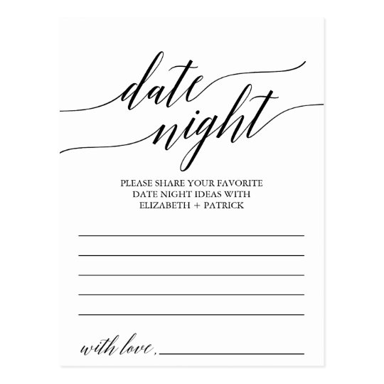 Elegant Black Calligraphy Date Night Idea Cards | Zazzle.com