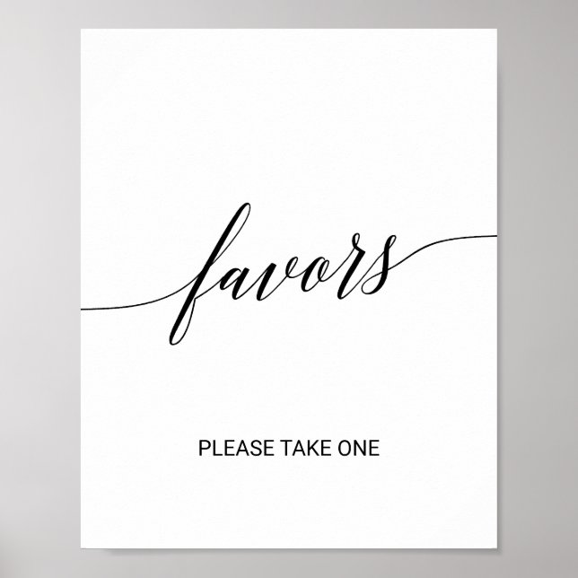 Elegant Black Calligraphy Favors Poster (Front)