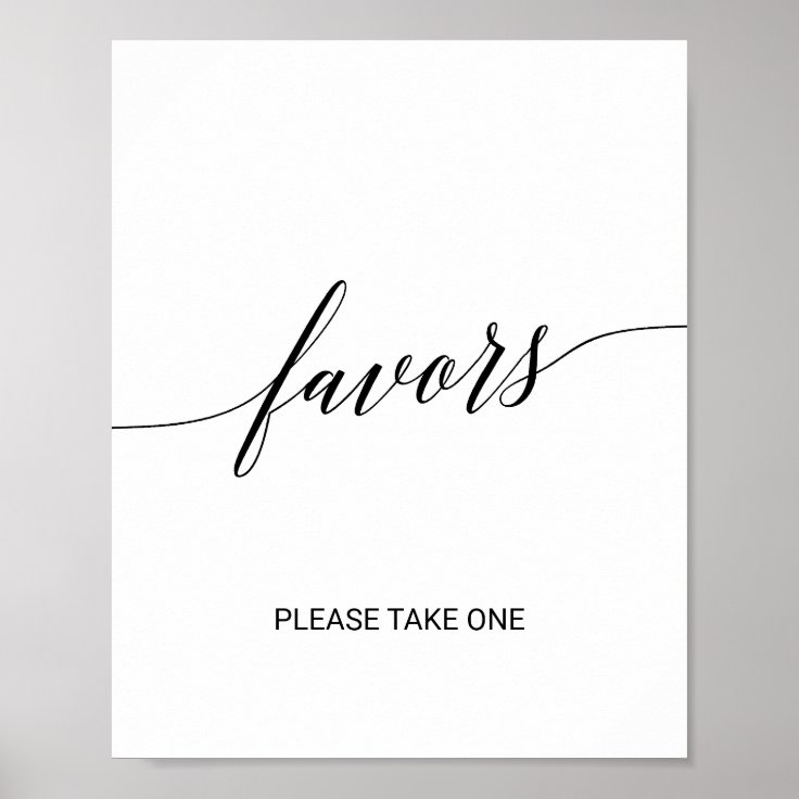 Elegant Black Calligraphy Favors Poster | Zazzle