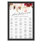 Elegant Black Calligraphy Floral Seating Chart