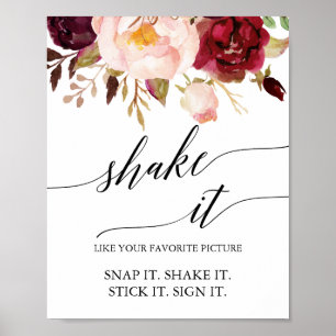 Elegant Black Calligraphy Floral Shake It Sign