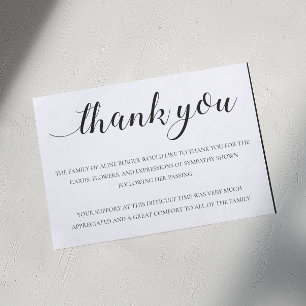 Elegant Black Calligraphy Funeral Thank You Card