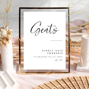 Elegant Black Calligraphy Gents Bathroom Sign