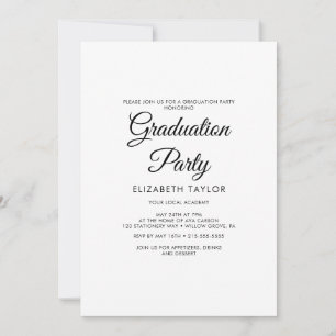 Elegant Black Calligraphy Graduation Party  Invitation