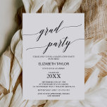 Elegant Black Calligraphy Graduation Party Invitation<br><div class="desc">This elegant black calligraphy graduation party invitation is perfect for a simple grad party. The neutral design features a minimalist card decorated with romantic and whimsical typography.</div>