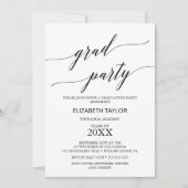 Elegant Black Calligraphy Graduation Party Invitation (Front)