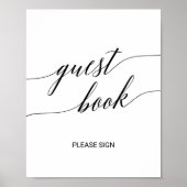 Elegant Black Calligraphy Guest Book Sign (Front)
