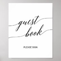 Elegant Black Calligraphy Guest Book Sign