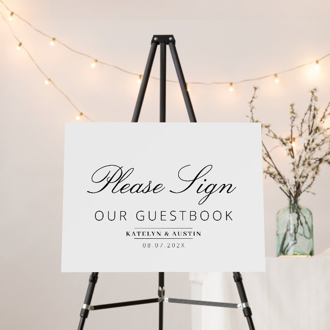 elegant black calligraphy guestbook sign (In Situ (Stand))