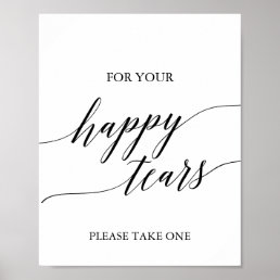 Elegant Black Calligraphy Happy Tears Tissue Sign