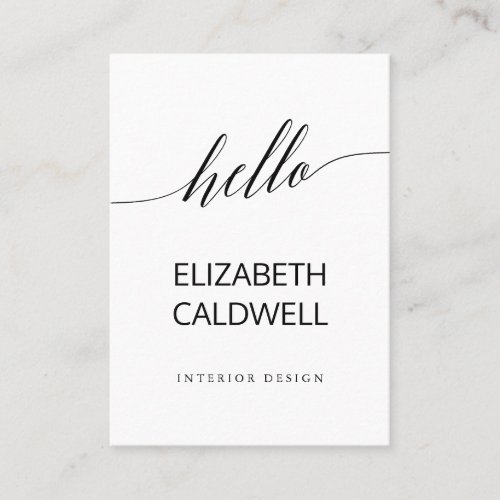 Elegant Black Calligraphy Hello Business Card