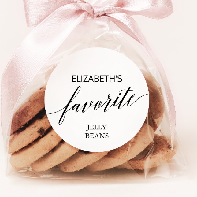 Elegant Black Calligraphy His and Her Favorite Classic Round Sticker (Creator Uploaded)