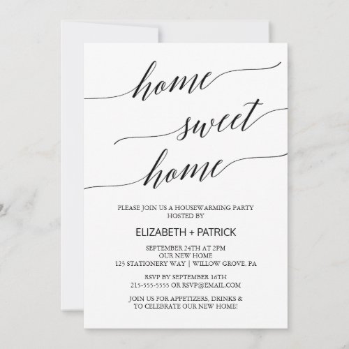 Elegant Black Calligraphy Housewarming Party Invitation