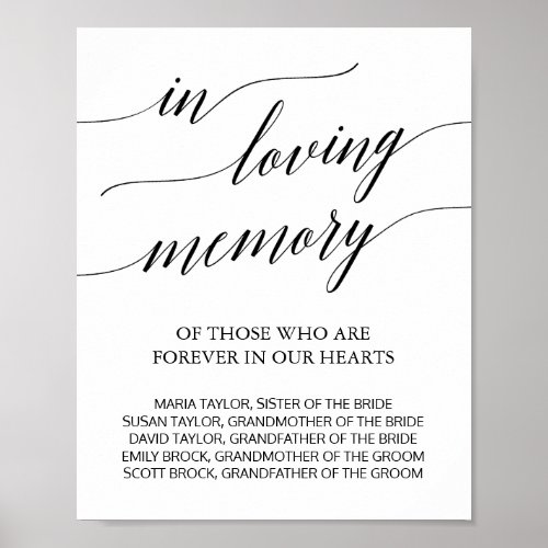 Elegant Black Calligraphy In Loving Memory Sign