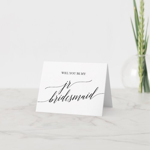 Elegant Black Calligraphy Jr Bridesmaid Proposal Card