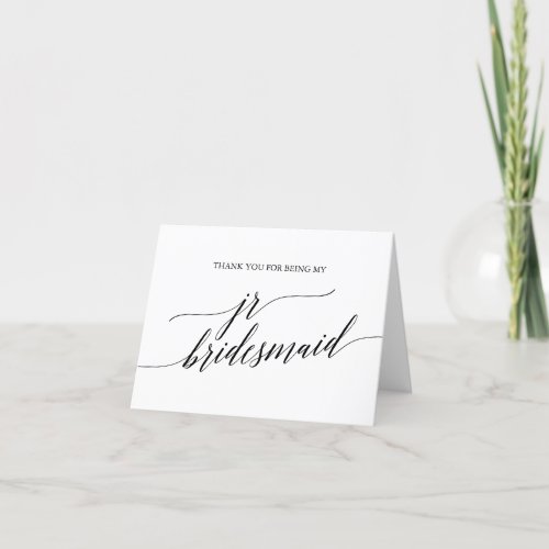 Elegant Black Calligraphy Jr Bridesmaid Thank You Card