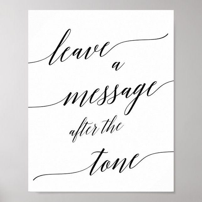 Elegant Black Calligraphy Leave a Message Sign (Front)