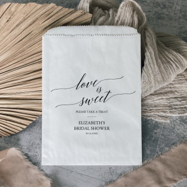 Elegant Black Calligraphy Love Is Sweet Favor Bag