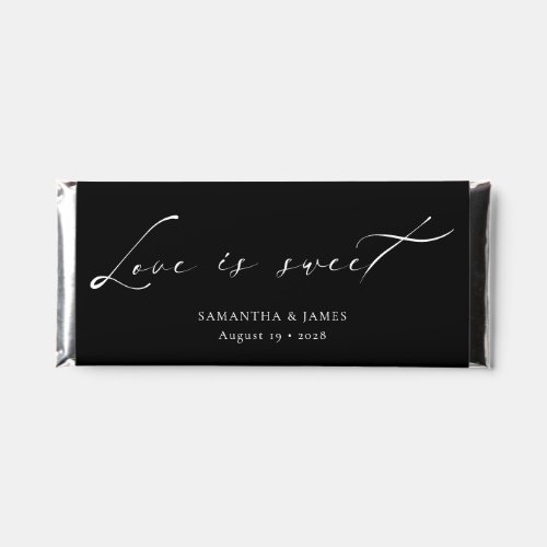 Elegant Black Calligraphy Love is Sweet Wedding Hershey Bar Favors