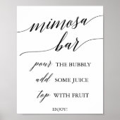 Elegant Black Calligraphy Mimosa Bar Sign (Front)