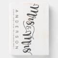 Elegant Black Calligraphy Mrs. and Mrs. Wedding Wooden Box Sign | Zazzle