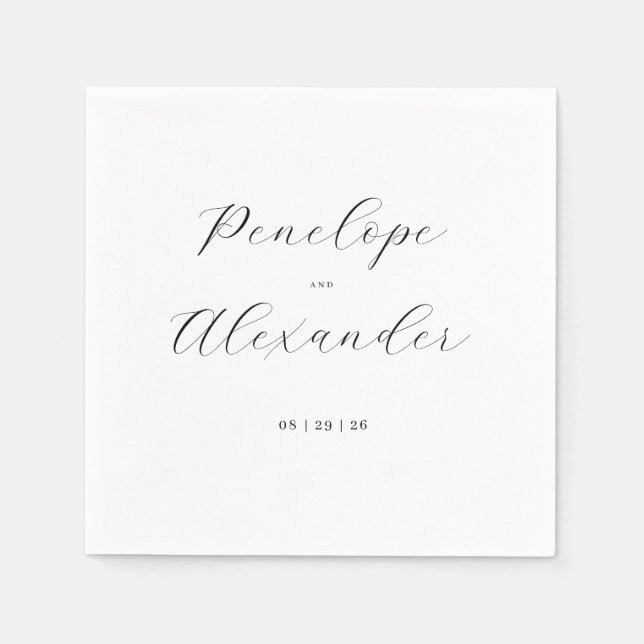 Elegant Black Calligraphy Napkins (Front)