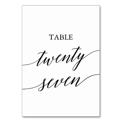 Elegant Black Calligraphy Number Twenty Seven Table Number