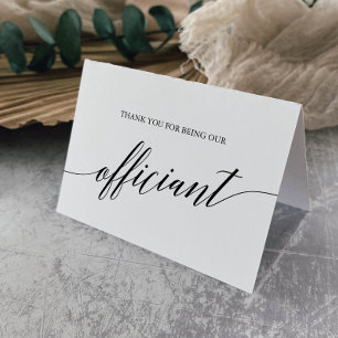 Elegant Black Calligraphy Officiant Letterpress Thank You Card