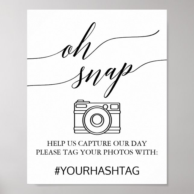 Elegant Black Calligraphy Oh Snap Sign (Front)