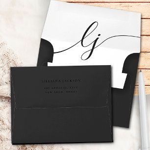Elegant Black Calligraphy Personalized Stationery Envelope