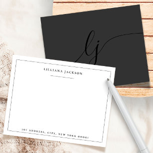 Elegant Black Calligraphy Personalized Stationery Note Card
