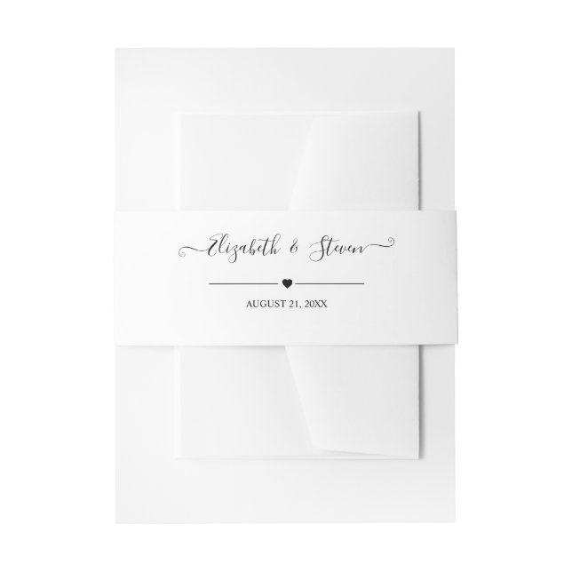 Elegant Black Calligraphy Personalized Wedding Invitation Belly Band (Front Example)