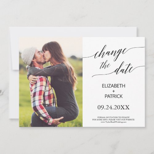 Elegant Black Calligraphy Photo Change the Date Save The Date